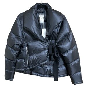 JULIETTE FABBRI Women's Black Asymmetrical Down Puffer Jacket US 6/8 apres ski